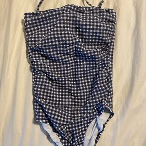 JCrew Gingham Bandeau Swimsuit
